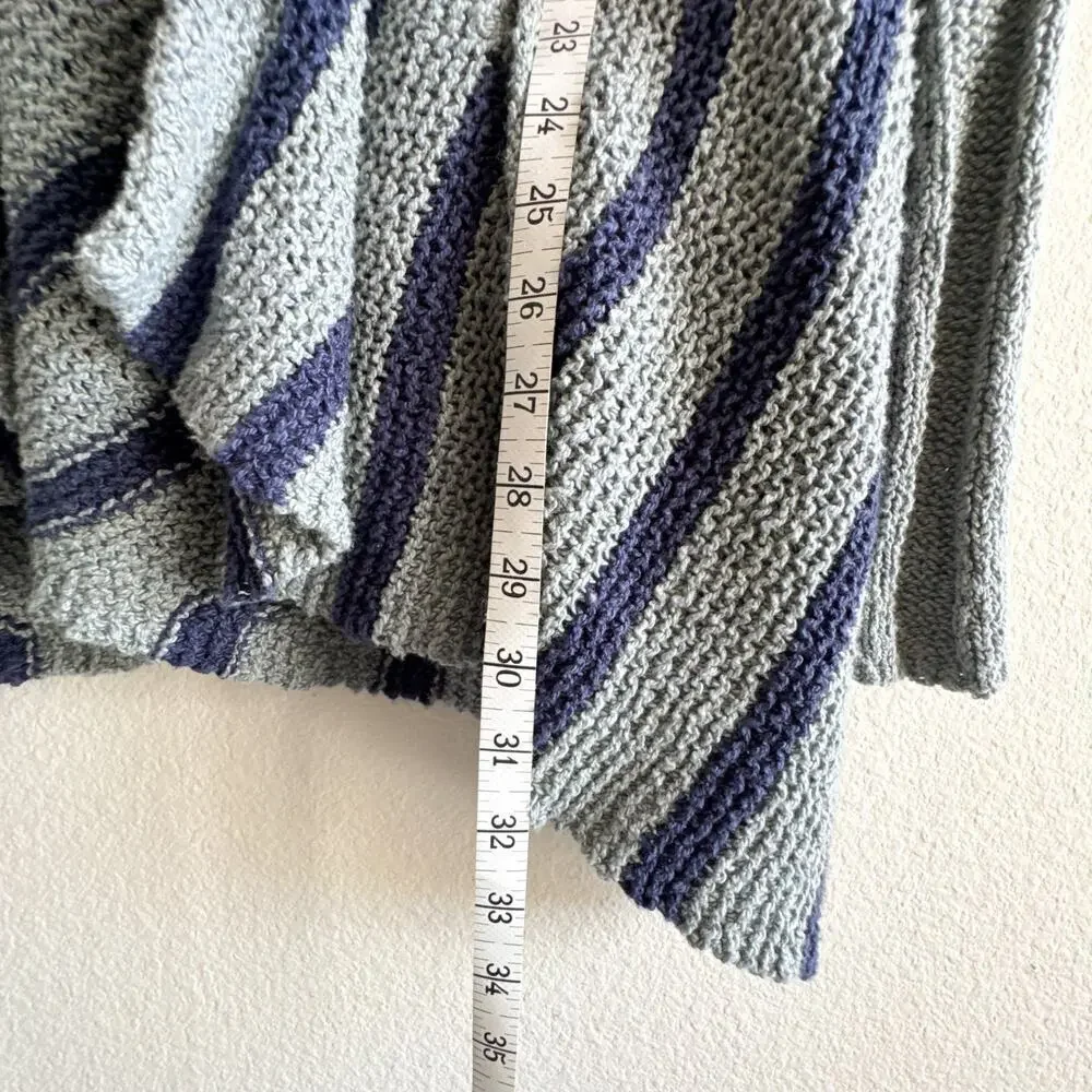 Free People Circle Back Cardigan Blue XS Striped Draped Knit Sweater
